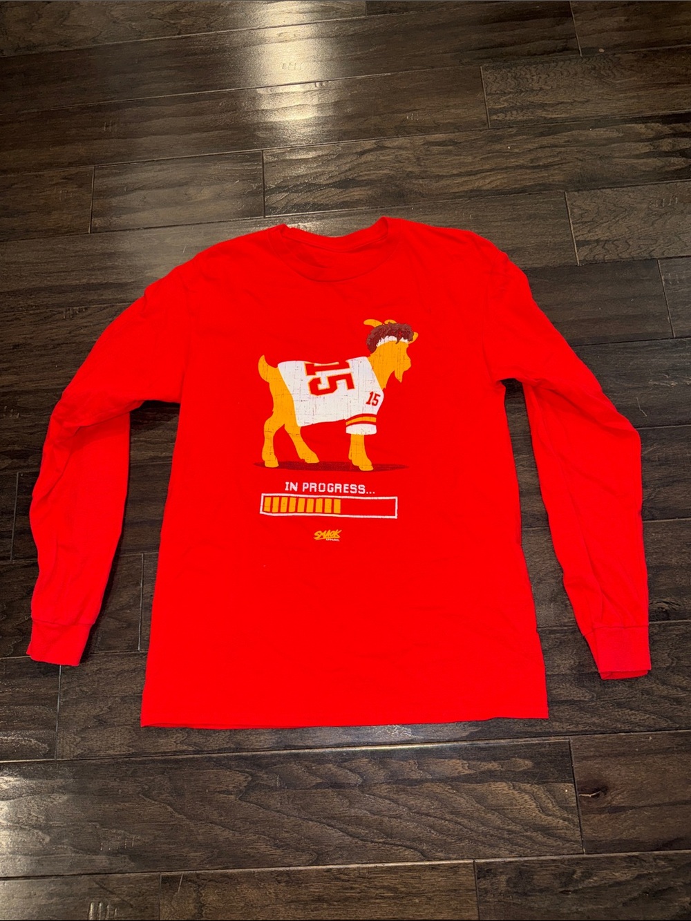Red Long-Sleeve Graphic Men’s Shirt with Goat mahomes nfl KC chiefs